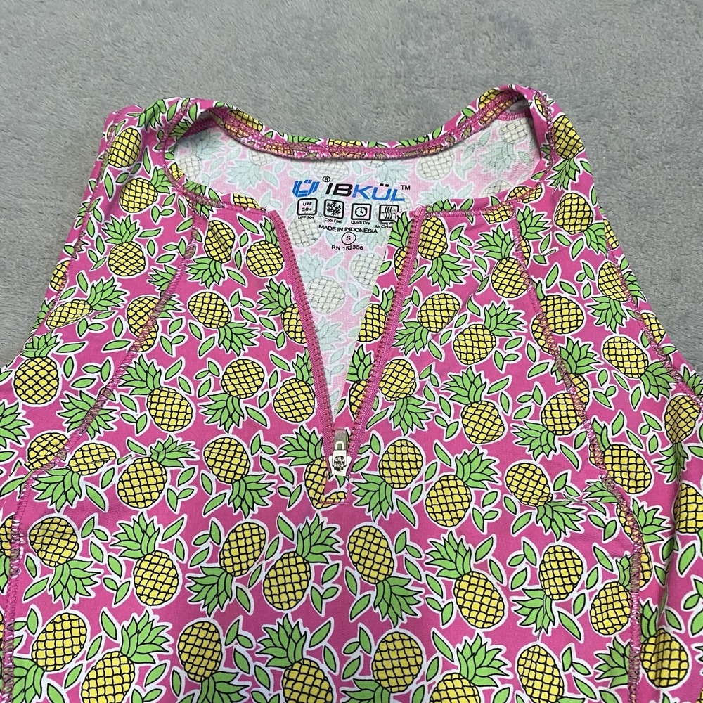 Ibkul Dress Small Pink Pineapple Print Performance Golf Pickleball UPF 50+ - Picture 3 of 8